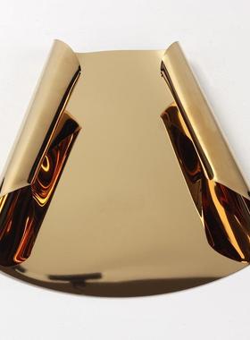 新款直销现代创意艺术卷边金属皮革水果盘零食碟轻奢家居客厅茶几