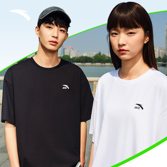 安踏露营T丨多巴胺短袖t恤男女秋季休闲百搭上衣针织打底衫上衣