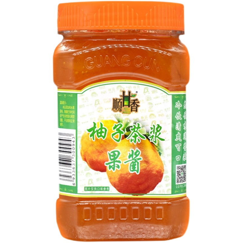 广村柚子茶浆1kg 蜂蜜花果茶酱生姜桂圆红枣芦荟果肉浆奶茶店专用 - 图3