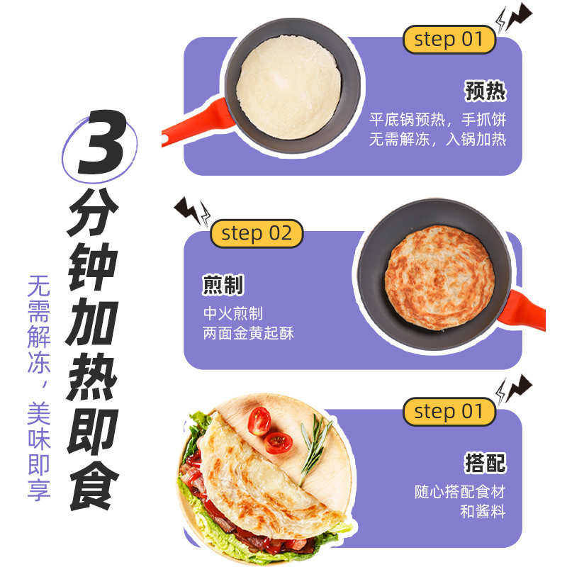 百钻黄油手抓饼10片装原味葱香味饼皮家庭冷冻速食早餐面饼旗舰店 - 图0