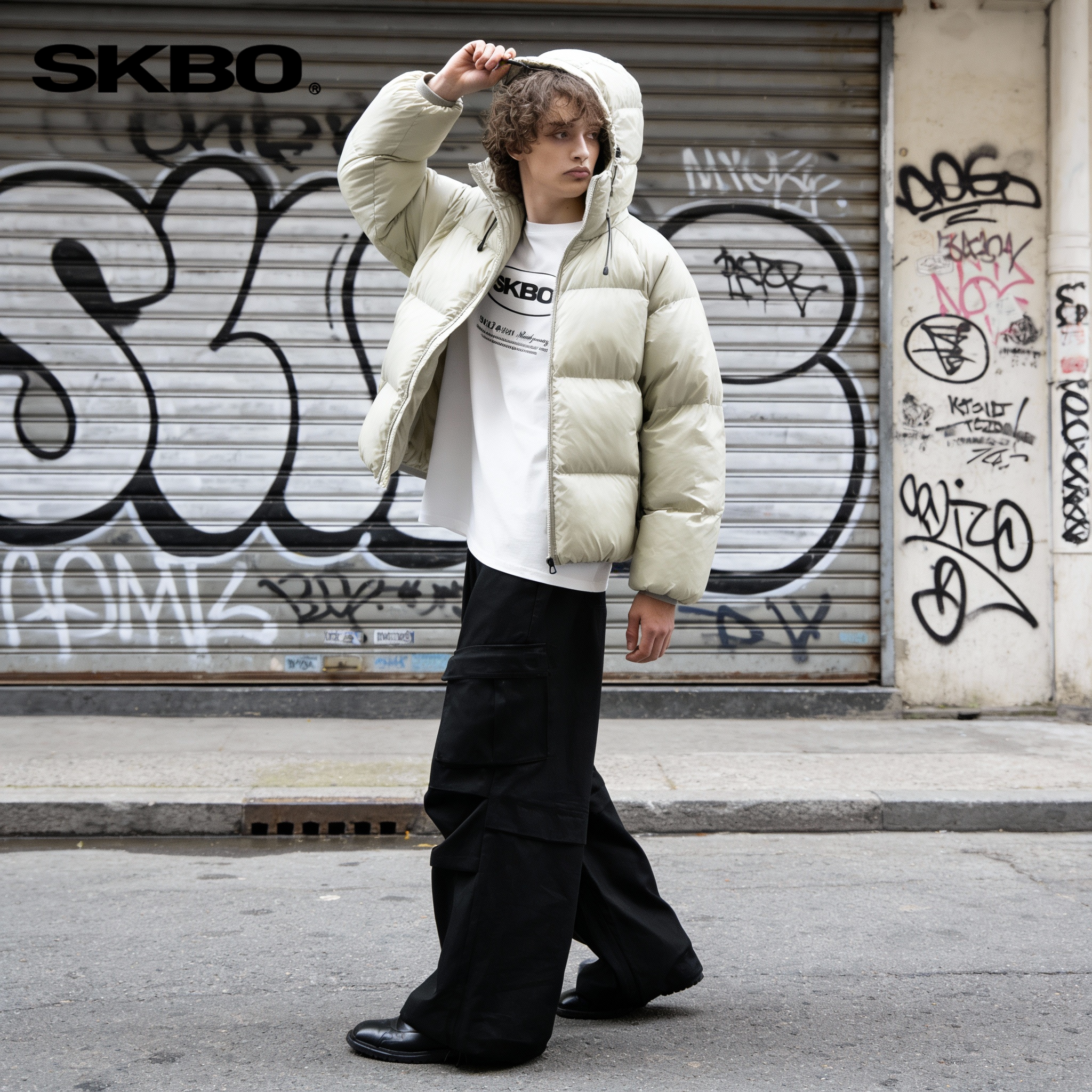 SKBO 羽绒服90绒冬季保暖潮流情侣外套连帽款防风防雪-MA252