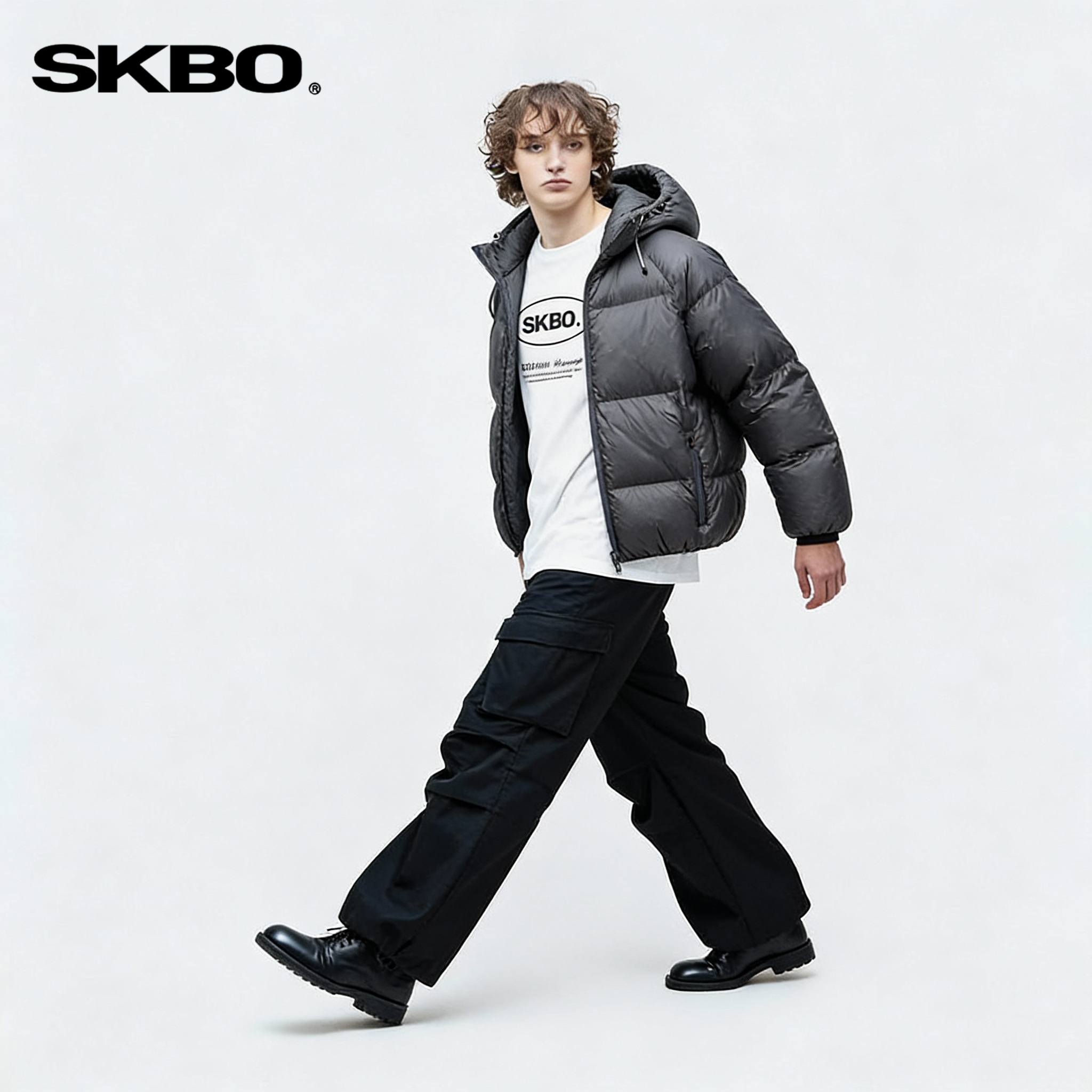 SKBO 羽绒服90绒冬季保暖潮流情侣外套连帽款防风防雪-MA252