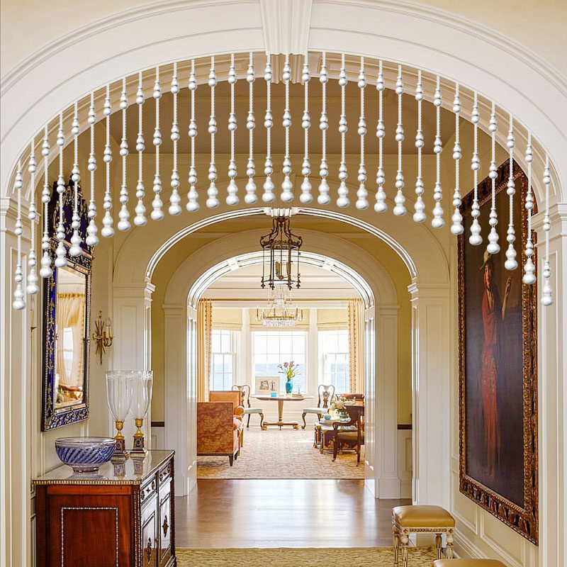 桃木葫芦珠帘水晶门帘玄关隔断拱门家用弧形帘子免打孔卫生间轨道