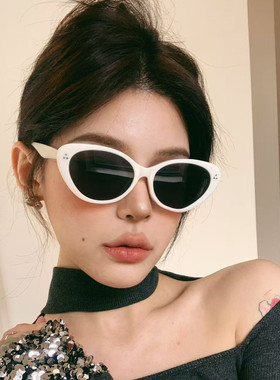 复古白色猫眼显脸小防晒太阳镜