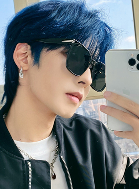 桔里防紫外方形gm男黑超开车墨镜