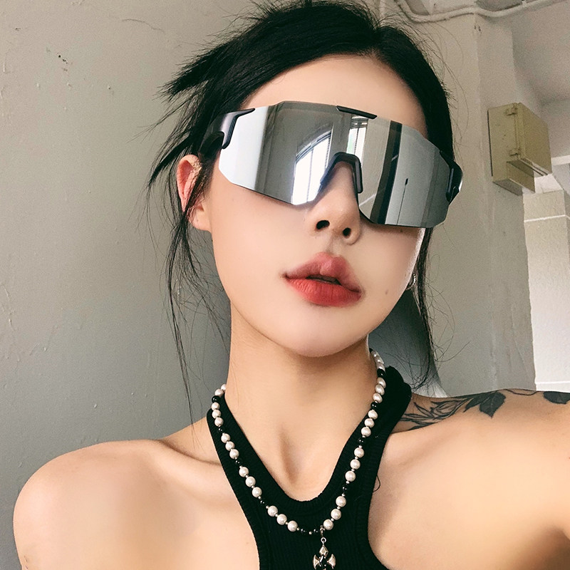 超大框大脸水银色防风骑行眼镜女反光登山护目镜运动跑步墨镜男款,淘宝优惠券,粉丝福利购,淘宝优惠卷
