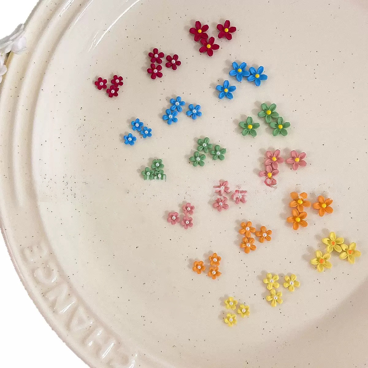 New spring letter frosted five-petal flower nail art accessories macaron colorful small flower nail diamond nail art accessories