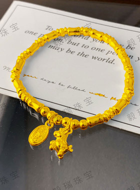 轻奢金包银小马竹节手链小众设计黄金高级感纳福手环手串饰品