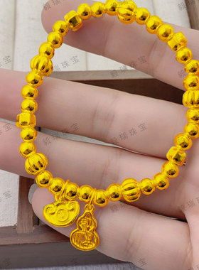 中式金包银葫芦圆珠手链轻奢高级感黄金元宝吊坠时尚南瓜珠手环