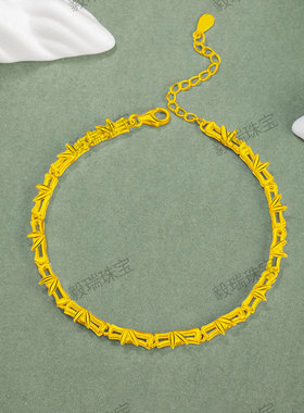 新中式竹节金包银手链女复古风黄金高级感手串民族风饰品