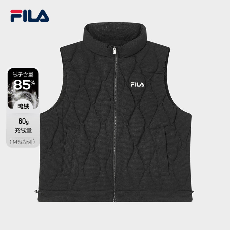 FILA x THE MET斐乐莫奈联名女子羽绒马甲2023冬新保暖立领外套女-图0