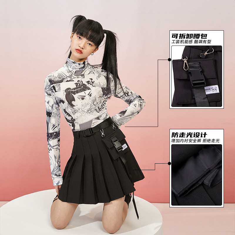 【哪吒闹海联名】unifree女夏百褶裙 unifree半身裙