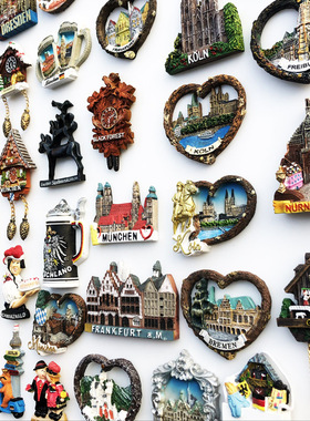 厂家现货跨境货源德国各地景点旅游纪念品树脂彩绘磁力冰箱贴