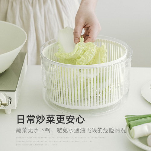 日本进口蔬菜脱水器小型手摇甩菜器厨房洗菜沥水盆果蔬沙拉沥水篮 - 图1