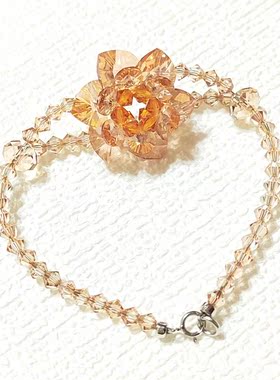 香槟金莲花水晶手链热销新品奥地利水晶施华洛水晶元素编织