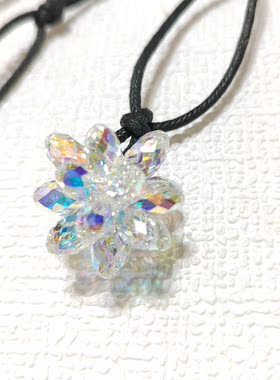 手工串珠奥地利水晶花球毛衣链炫白闪亮白彩毛衣颈链