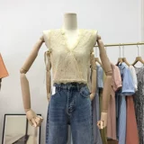 Черная летняя рубашка без рукавов, коллекция 2021, свободный прямой крой, V-образный вырез, в корейском стиле