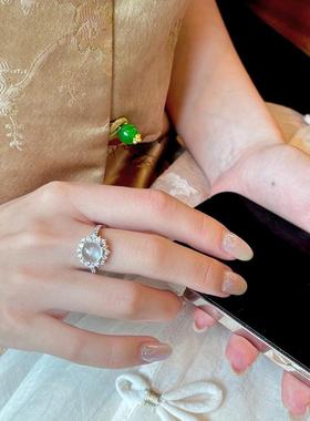 2026真玉髓！鸽子蛋面戒指女小众设计高级感时尚精致简约百搭食指