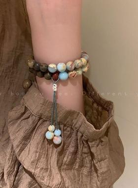 2026寿山绿檀木拼接手串女中国风禅意木质手链男复古民族风盘玩手