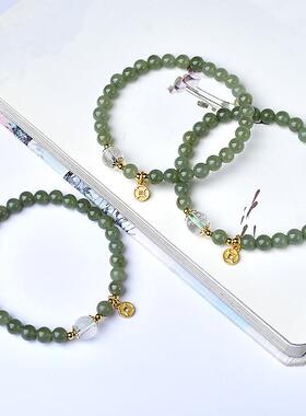 2026天然和田玉上岸手链白水晶心经黄手串朱砂莲花前程似锦手连