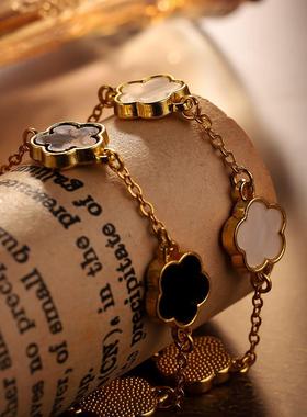 2026五叶草手链法式轻奢小众女生手串时尚气质百搭幸运手饰欧美热