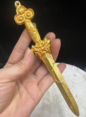 2026复古锌合金鎏金迷你七星宝剑仿古做旧摆件 金属工艺品 文创老