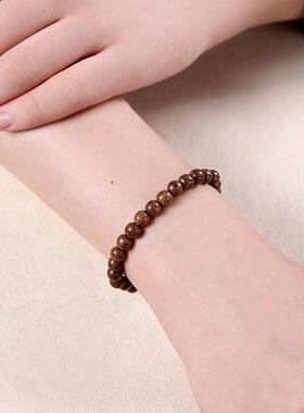 2026简约檀木手链 纤细款绿檀木手串女 复古串珠男女情侣单圈手串