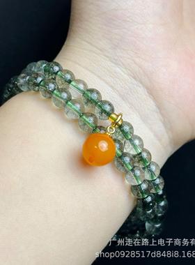 2026新款绿幽灵水晶双圈手串DIY设计款小滴流新中式多圈手链女年