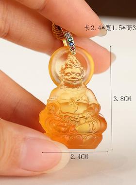 2026黄财神吊坠包挂车挂琉璃立体摆件挂件随身礼高档挂件装饰结缘