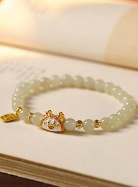 2026本命年福龙蒸饺龙年手链女款和田玉景泰蓝沙金轻奢小众手串手