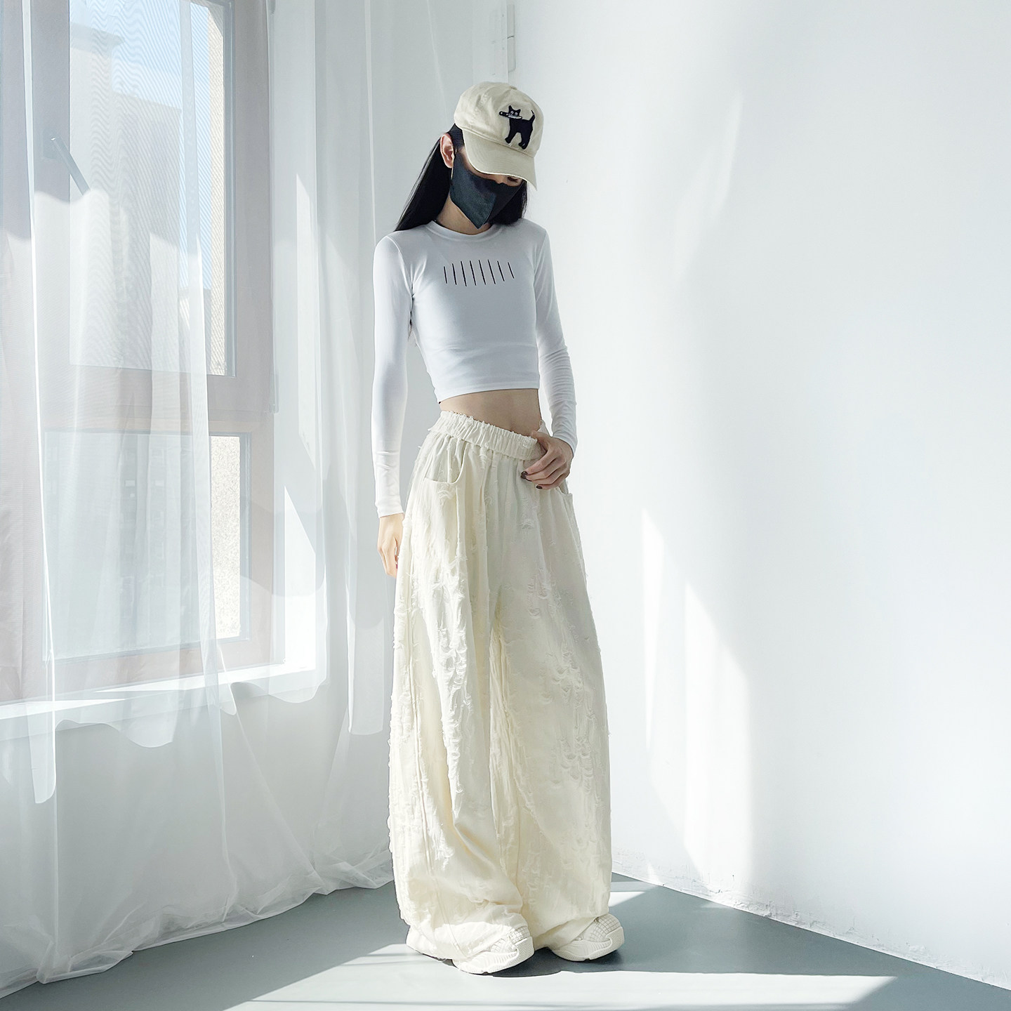 大码软糯破洞阔腿裤女2026春季新款胖mm宽松下显瘦设计感乞丐裤子,淘宝优惠券,粉丝福利购,淘宝优惠卷