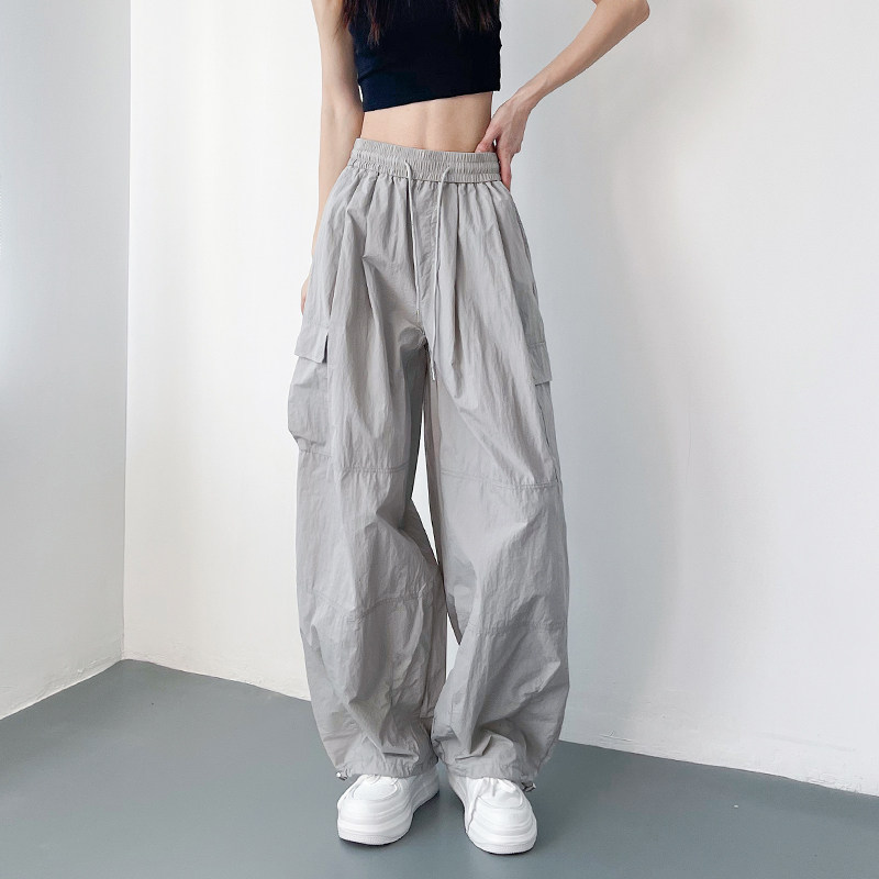 大码轻薄速干阔腿裤女夏季胖ｍｍ宽松显瘦遮肉高腰抽绳工装休闲裤,淘宝优惠券,粉丝福利购,淘宝优惠卷
