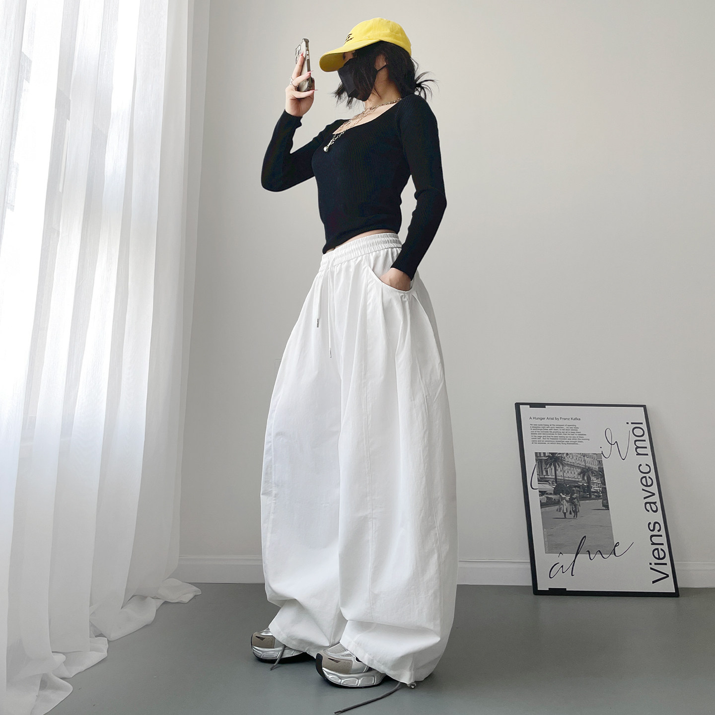 梨型身材显瘦慵懒风大裤腿运动裤子女秋季大码胖mm跳舞休闲阔腿裤,淘宝优惠券,粉丝福利购,淘宝优惠卷