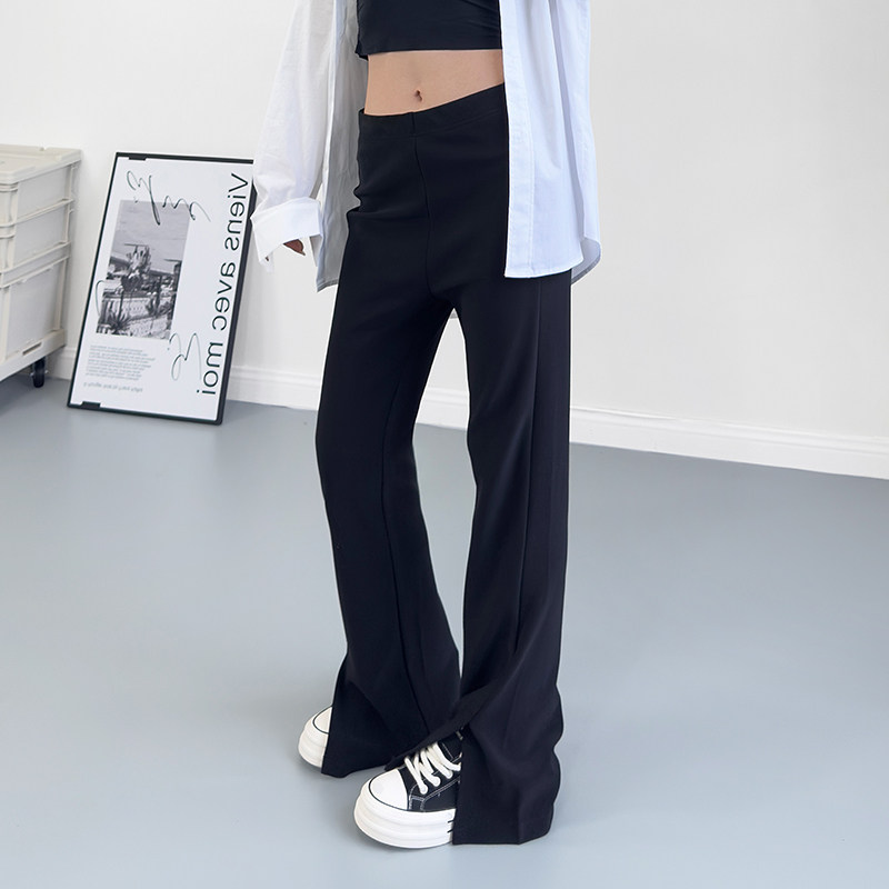 开叉微喇休闲裤女春季新款大码胖mm高腰显瘦遮肉阔腿裤垂感拖地裤,淘宝优惠券,粉丝福利购,淘宝优惠卷