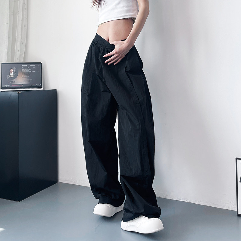 美式阔腿裤女夏季薄款胖mm高腰宽松显瘦速干休闲裤垂感拖地镰刀裤,淘宝优惠券,粉丝福利购,淘宝优惠卷