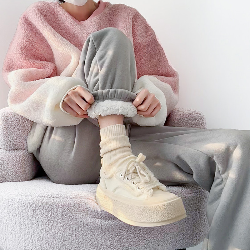 加绒加厚抽绳束脚卫裤女大码胖mm直筒休闲裤秋冬季宽松显瘦阔腿裤,淘宝优惠券,粉丝福利购,淘宝优惠卷