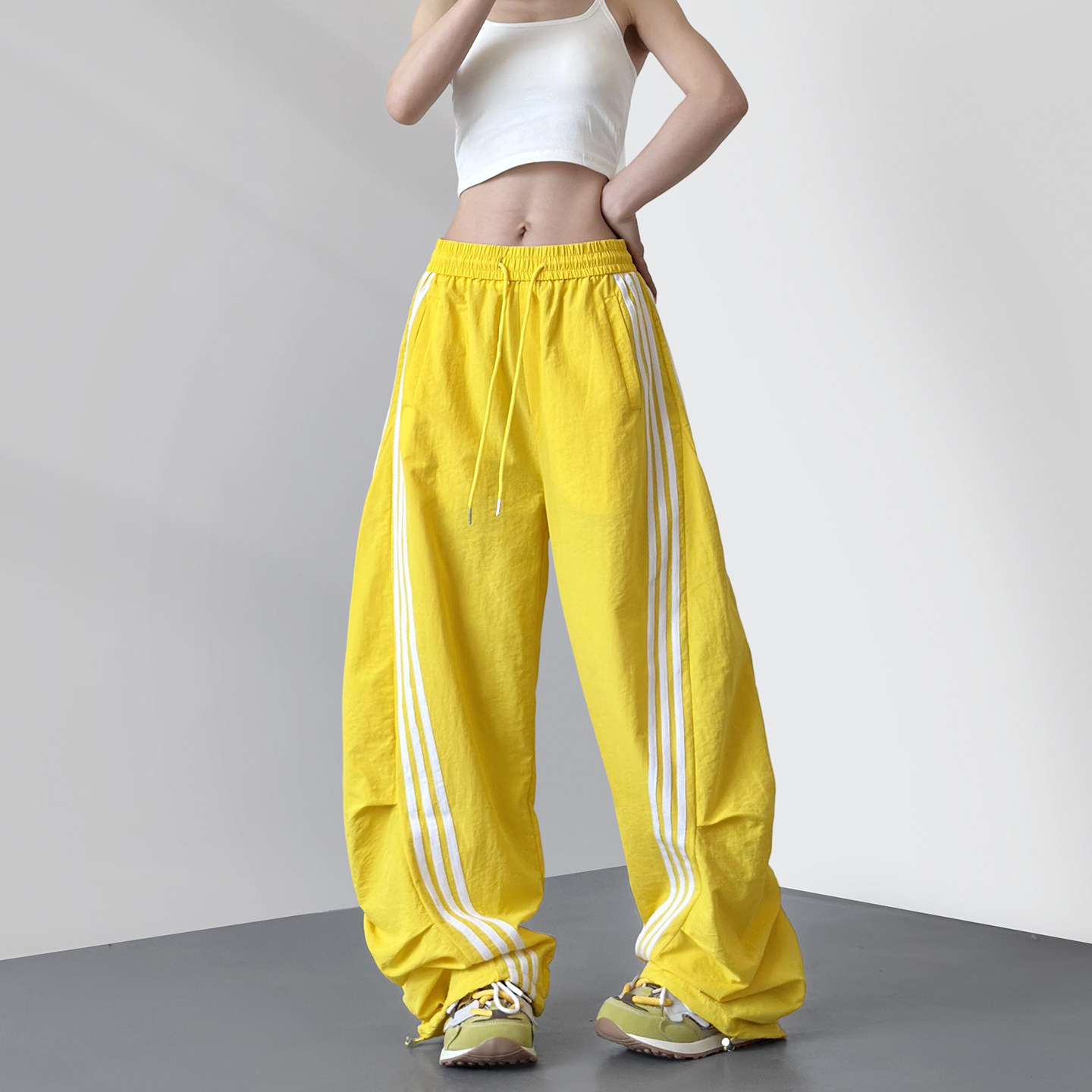 Mi slightly plus size fat mm summer casual slimming wide leg pants