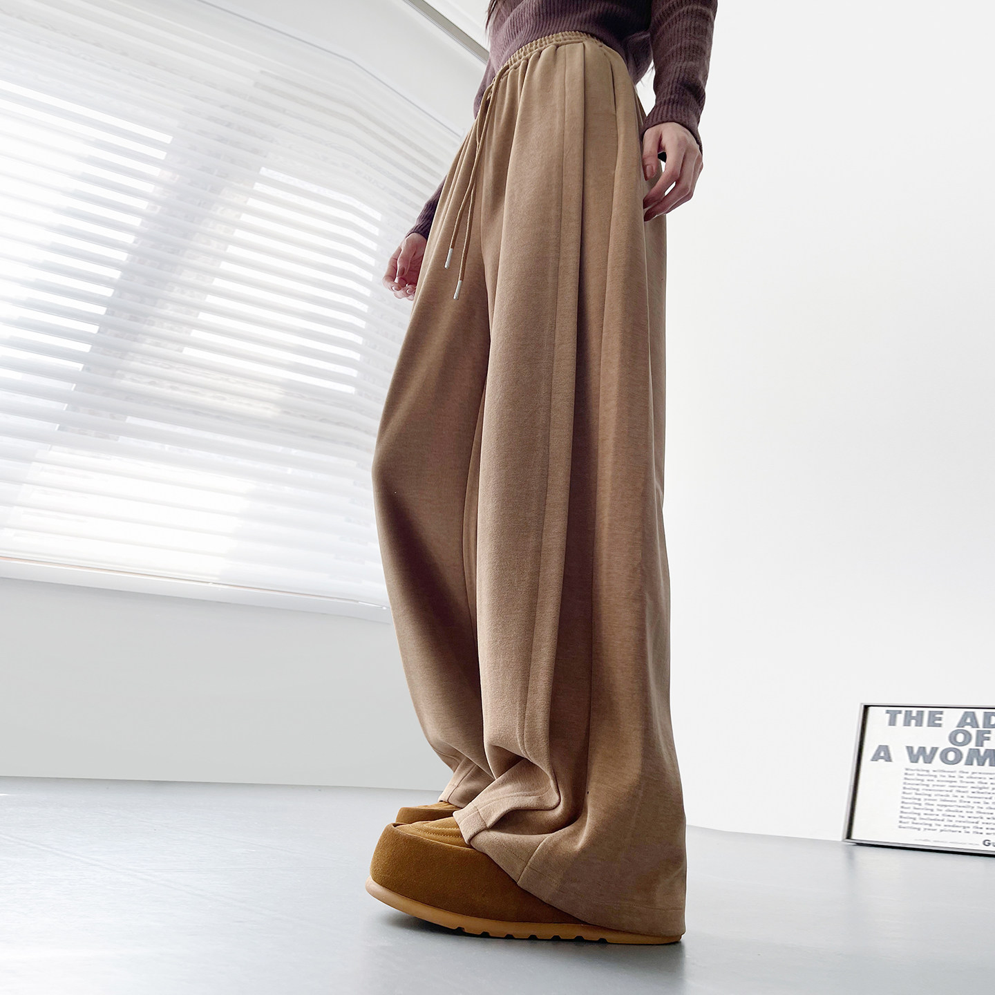 冬季保暖加绒加厚仿羊绒软糯阔腿裤女大码胖mm显瘦窄版藏肉弯刀裤,淘宝优惠券,粉丝福利购,淘宝优惠卷