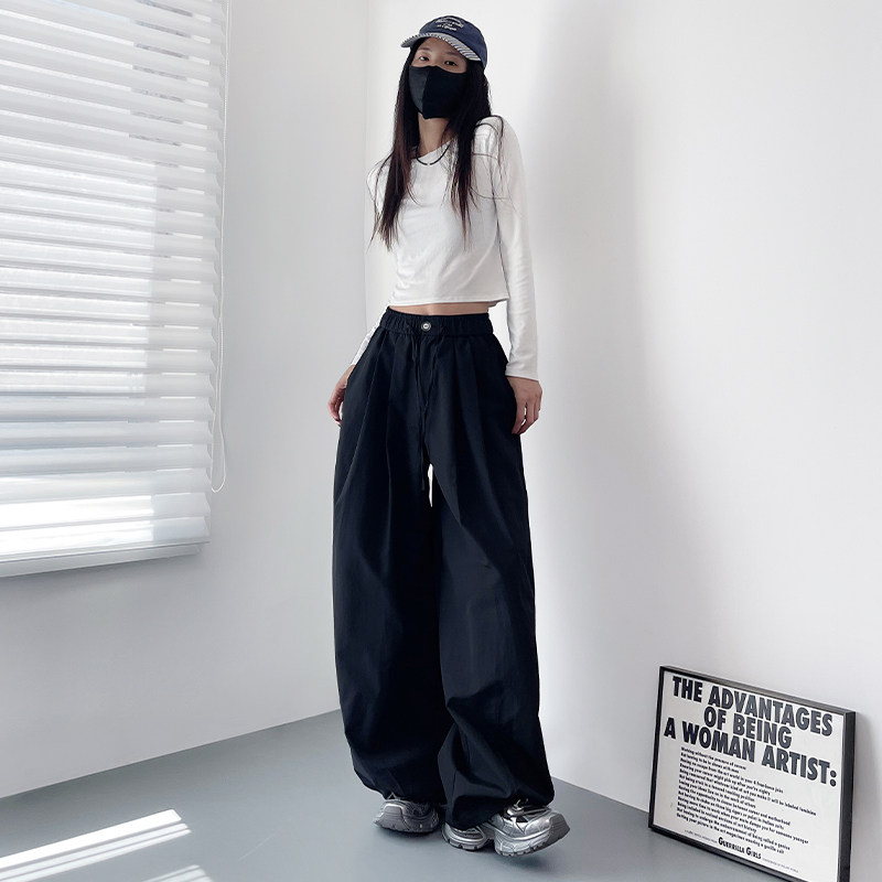 春季新款慵懒风高腰白色压褶阔腿裤女大码胖mm宽松显瘦跳舞香蕉裤,淘宝优惠券,粉丝福利购,淘宝优惠卷