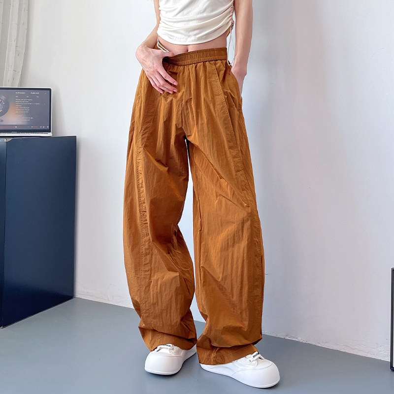 美式阔腿裤女夏季薄款胖mm高腰宽松显瘦速干休闲裤垂感拖地镰刀裤,淘宝优惠券,粉丝福利购,淘宝优惠卷