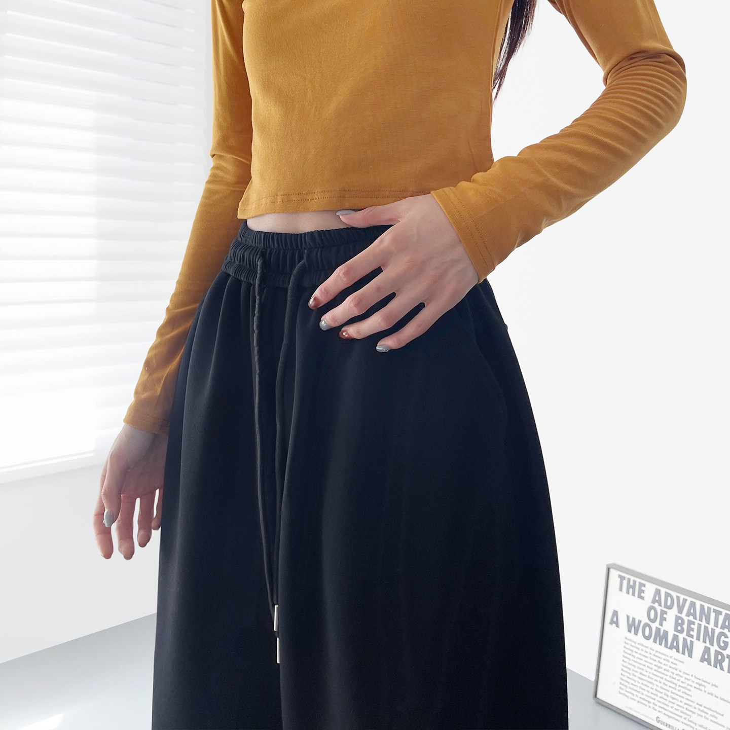 2026春季新款压褶宽松休闲阔腿裤子女大码胖mm显瘦松弛感运动卫裤,淘宝优惠券,粉丝福利购,淘宝优惠卷