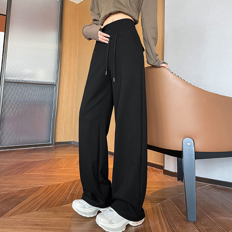 灰色运动裤女2025春季宽松直通窄版阔腿裤大码胖mm显瘦高腰拖地裤,淘宝优惠券,粉丝福利购,淘宝优惠卷