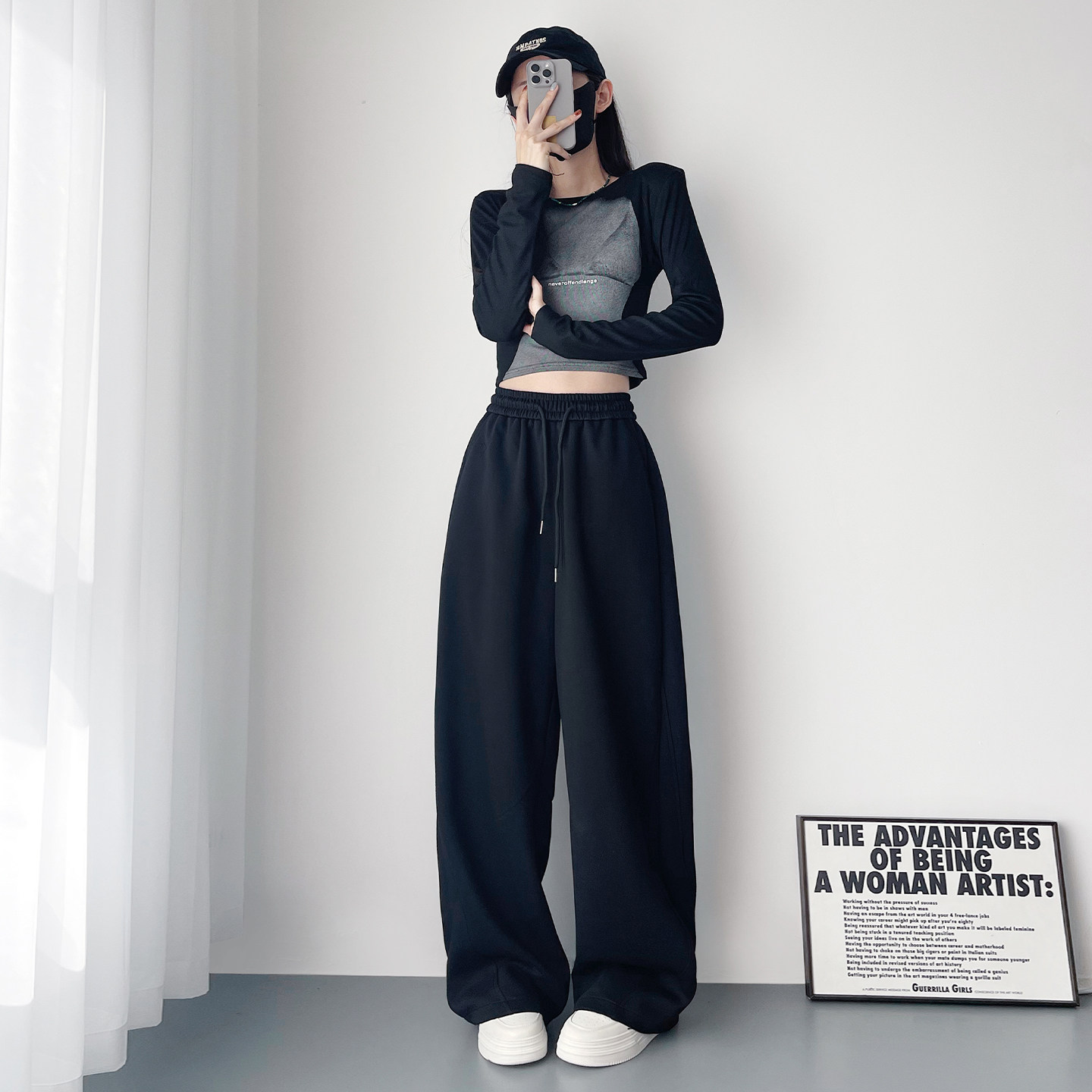 大码慵懒风软糯拖地阔腿裤女秋季新款胖mm显瘦高腰垂感运动休闲裤,淘宝优惠券,粉丝福利购,淘宝优惠卷