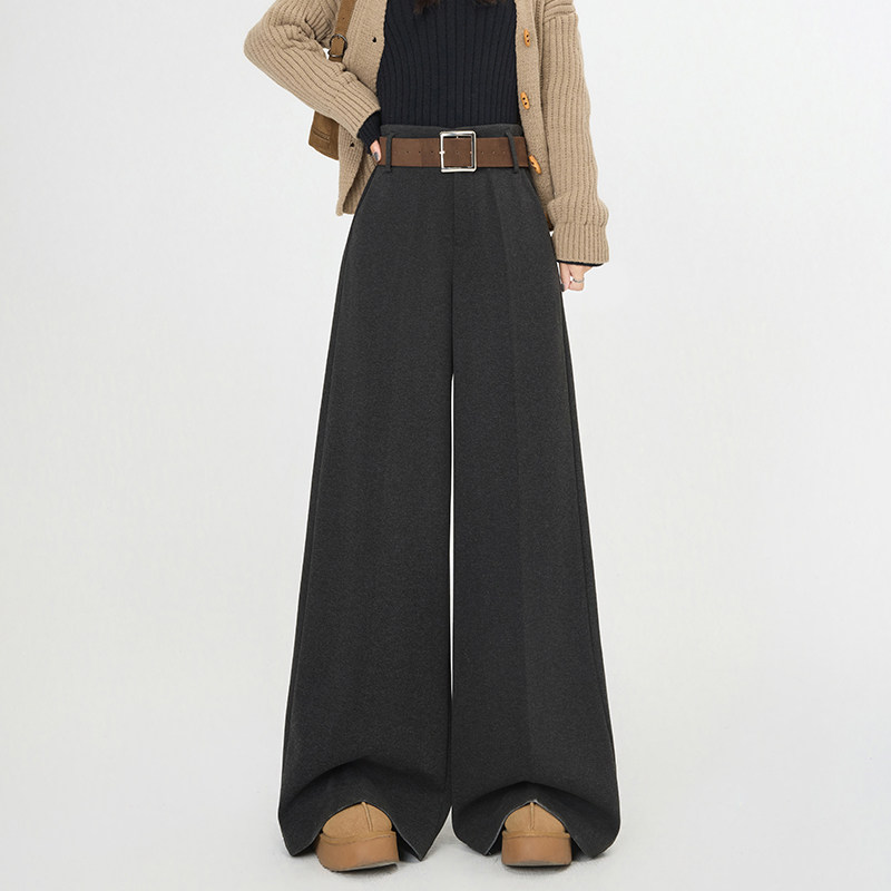 毛呢西装裤女冬季加厚保暖防寒阔腿裤大妈胖mm显瘦修身拖地休闲裤,淘宝优惠券,粉丝福利购,淘宝优惠卷