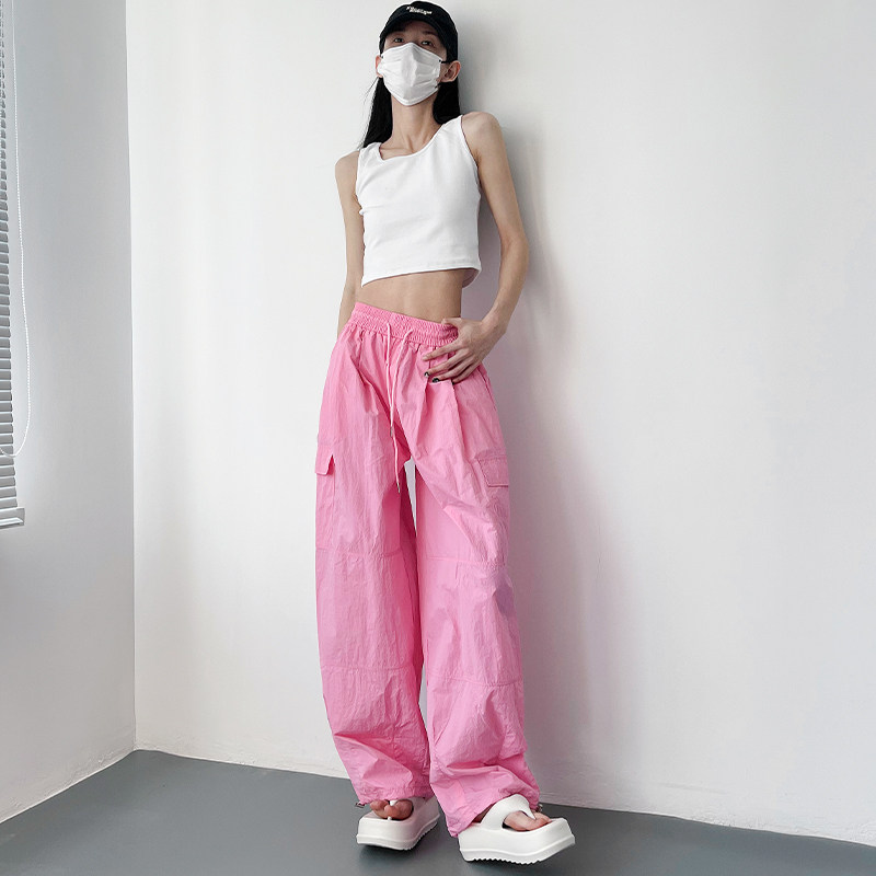 大码轻薄速干阔腿裤女夏季胖ｍｍ宽松显瘦遮肉高腰抽绳工装休闲裤,淘宝优惠券,粉丝福利购,淘宝优惠卷