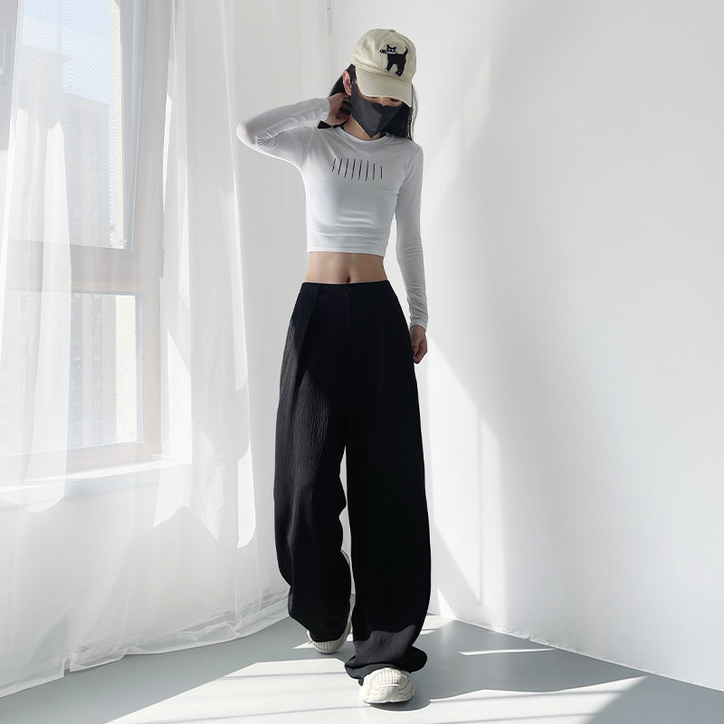 大码肌理感高腰显瘦休闲裤女秋季新款梨形身材慵懒西装拖地阔腿裤,淘宝优惠券,粉丝福利购,淘宝优惠卷