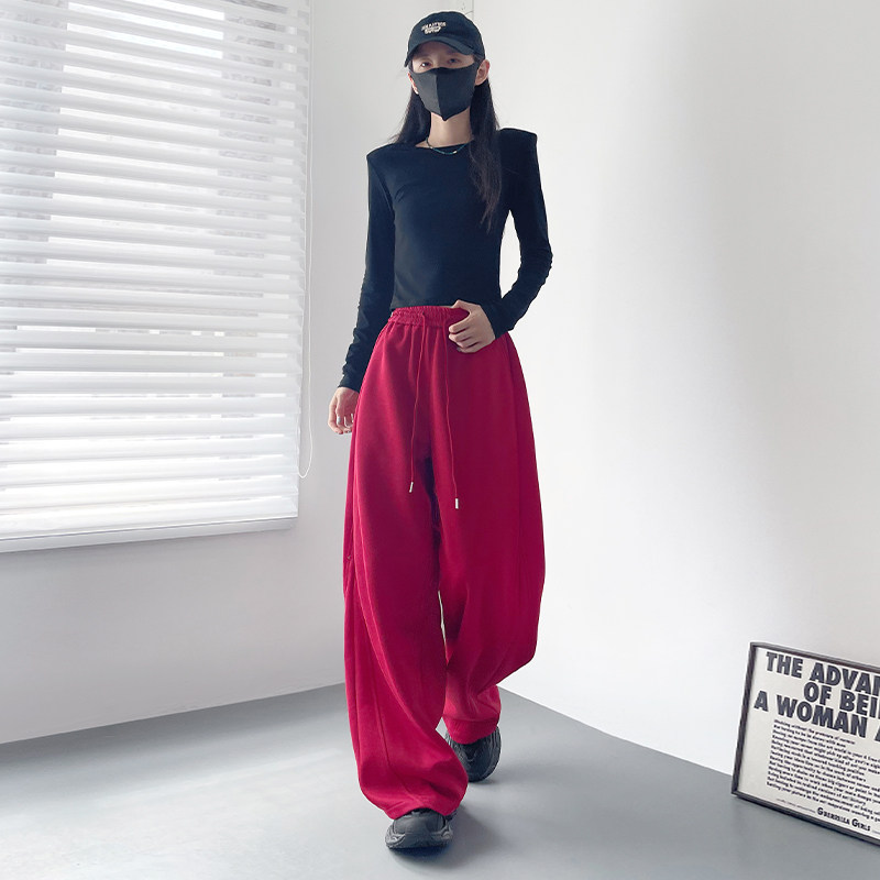 大码黑色显瘦慵懒风阔腿裤2026春季新款梨形身材胖mm休闲运动卫裤,淘宝优惠券,粉丝福利购,淘宝优惠卷