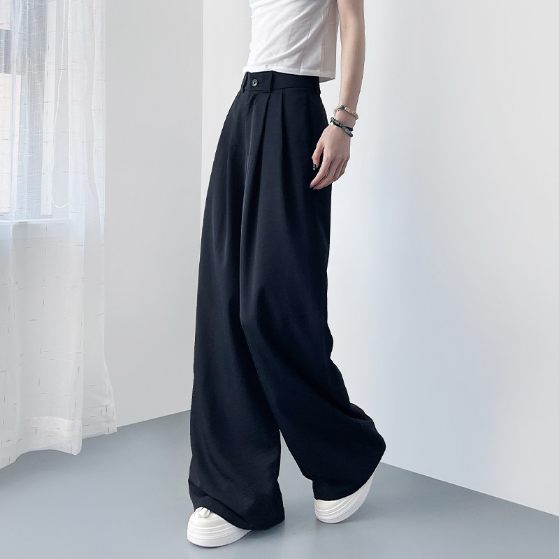 200斤胖mm西装阔腿裤女夏季薄款宽松显瘦遮肉垂感冰丝凉快直筒裤,淘宝优惠券,粉丝福利购,淘宝优惠卷