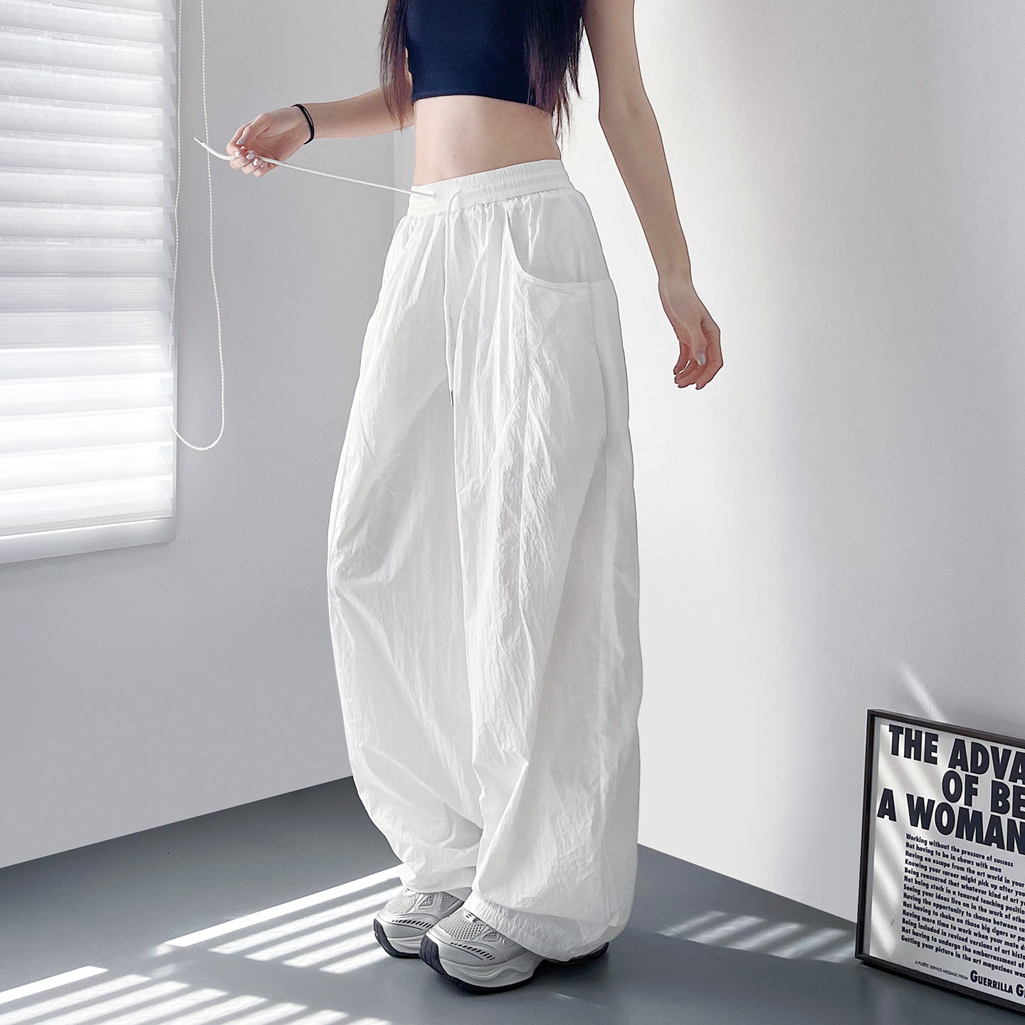 Mi slightly plus size fat mm summer slimming casual wide leg pants