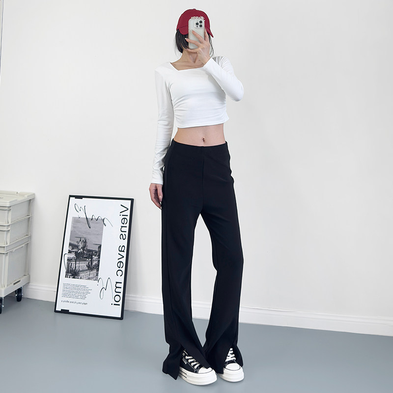开叉微喇休闲裤女春季新款大码胖mm高腰显瘦遮肉阔腿裤垂感拖地裤,淘宝优惠券,粉丝福利购,淘宝优惠卷